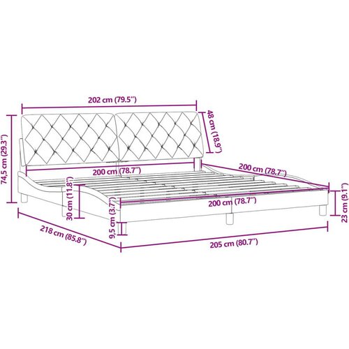VidaXL okvir za krevet s uzglavljem tamnosivi 200x200 cm bar&amp;scaron;unasti Slike