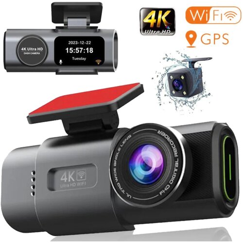 Venisymlis Avtomobilski Snemalnik 4K Z Dvojno Lečo, Wifi Snemanje Spredaj In Zadaj Z Gps - K04, (22072467) Cene