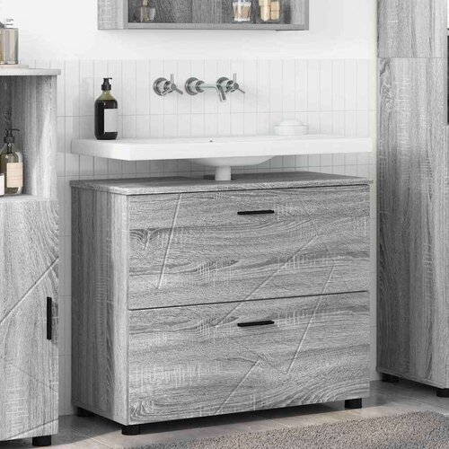 vidaXL Kupaonski ormar s ladicama Sivi hrast sonoma 76.5 x 35 x 64 cm Cene