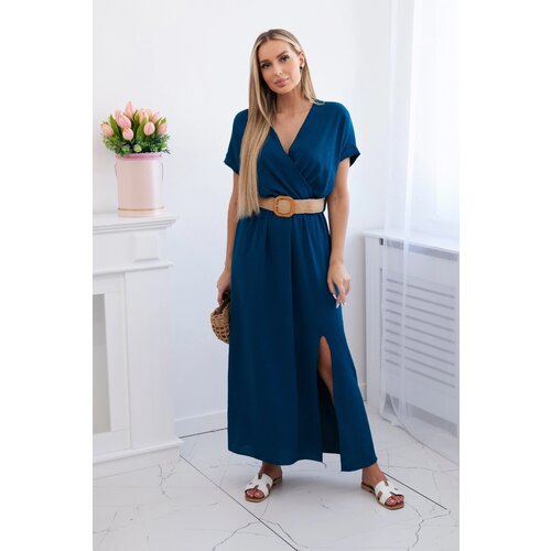 Kesi Włoski Long dress with a decorative belt nautical Cijene