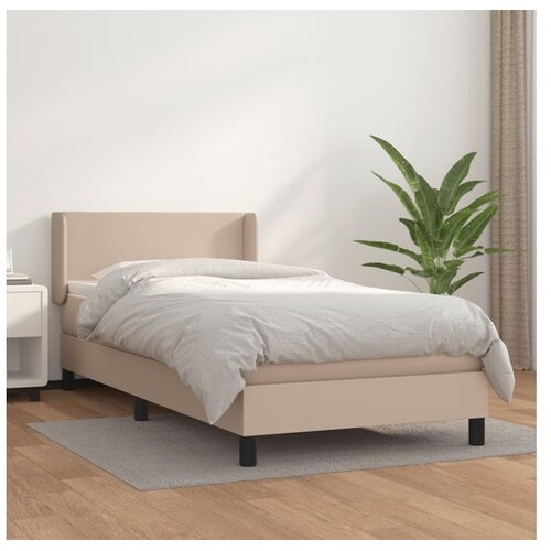  Box spring postelja z vzmetnico kapučino 90x200 cm umetno usnje Cene