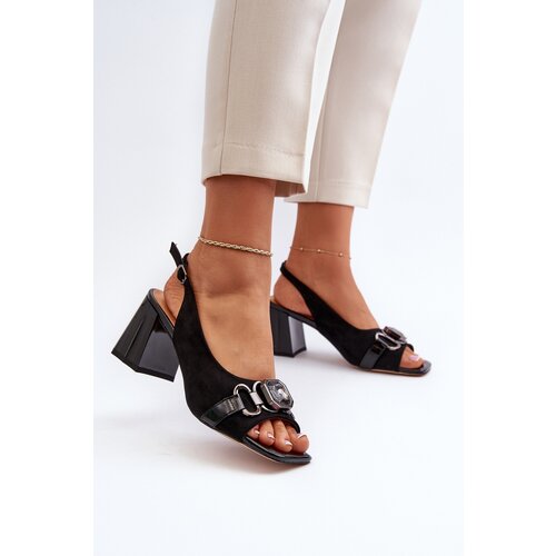 S. BARSKI Women&amp;#039;s Sandals with Heel and Decoration Black D&amp;amp;A Slike