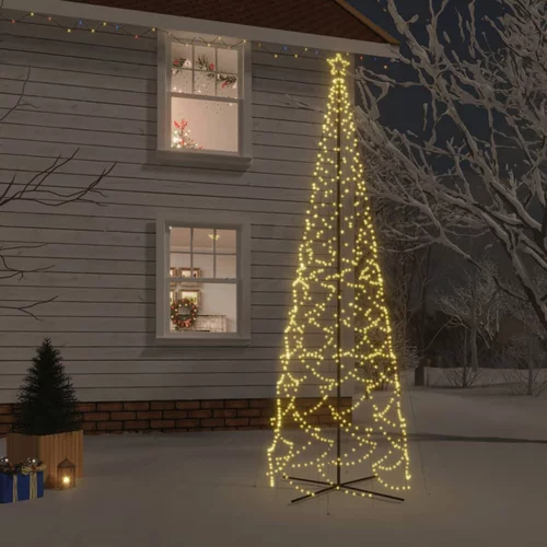 vidaXL Stožasto božićno drvce toplo bijelo 1400 LED žarulja 160x500 cm