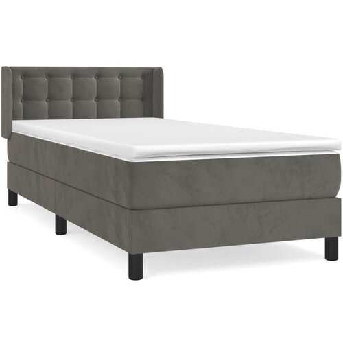 VidaXL Box spring postelja z vzmetnico temno siva 90x200 cm žamet, (20900537) Slike