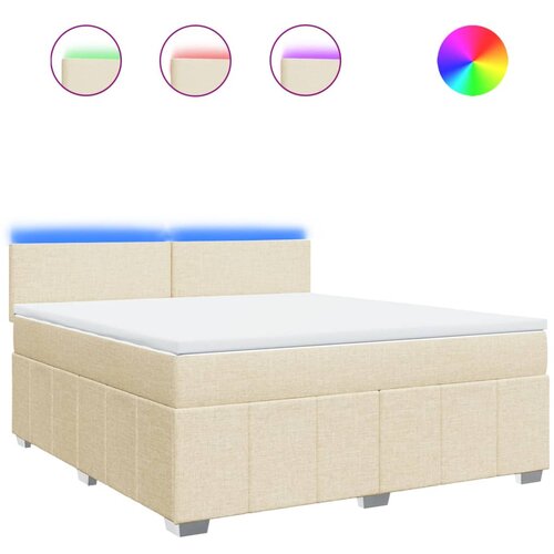VidaXL Krevet s oprugama i madracem krem 180x200 cm od tkanine Slike