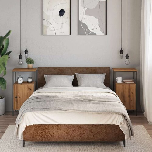 VidaXL Noćni ormarići 2 kom Artisan hrast 41x31x80 cm izrađeno drvo Slike