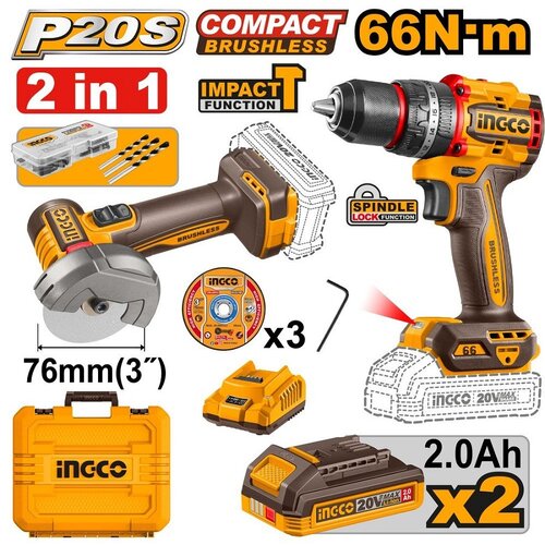 Ingco CKLI20255E akumulatorski set alata (CAGLI20762E + CIDLI206681) Cene