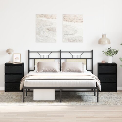 VidaXL Noćni ormarić Set od 2 Crni orah Konstruirano drvo 40x35x62.5 Slike