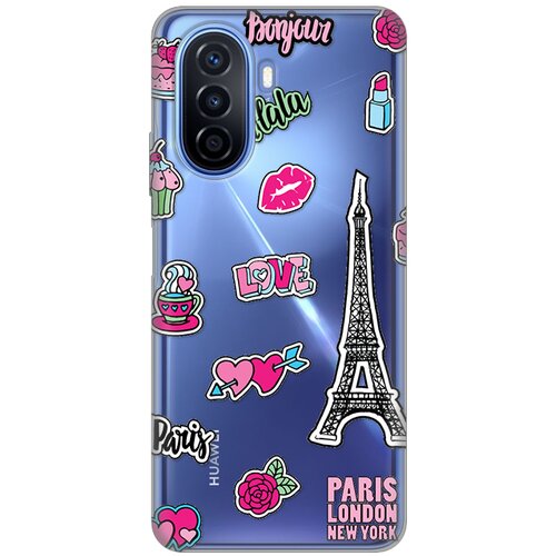 silikonska maska za Huawei Nova Y70/Y70 Plus Love Paris Print Skin providna Slike