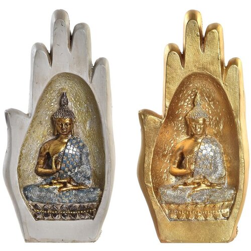  Ukrasna figura DKD Home Decor Siva zlatan Buda Smola (10 x 7,2 x 20,9 cm) (2 kom.) Slike