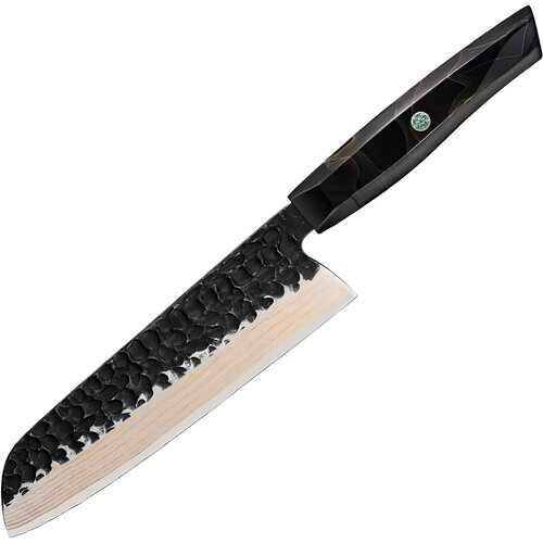 IZMAEL Damaskast kuhinjski nož ZA-37581 - Santoku / Črna / Rjava Cene