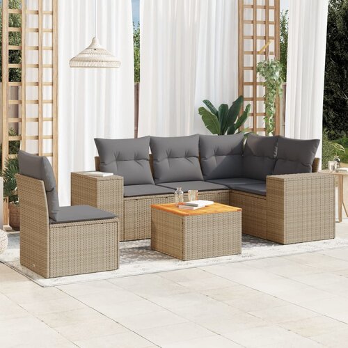 vidaXL 6-dijelni set vrtnih sofa s jastucima bež od poliratana Cijene
