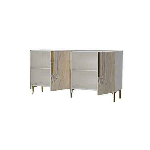 Hanah home konzola meyra 150 white travertine gold Slike
