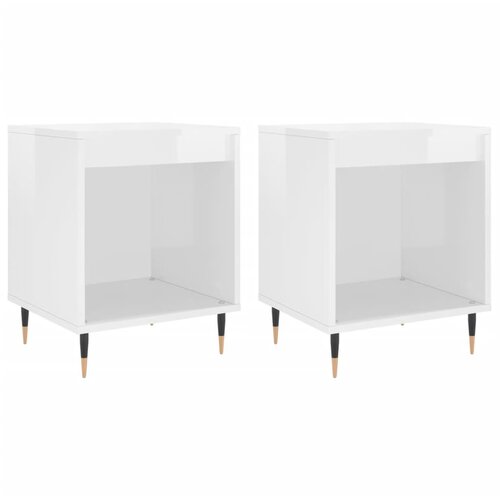 Maison Chic Dvo delni komplet Nočne omarice - Nočne mize visok sijaj bela 40x35x50cm inženirski les, (21687865) Slike