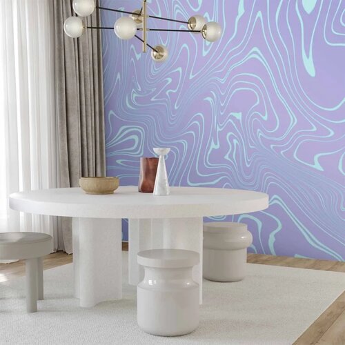  Foto tapeta - Sea Abstraction - Intriguing Composition of Wavy Shapes in Shades of Blue 350x256 Cene