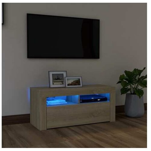 ormarić s LED svjetlima boja hrasta sonome 90 x 35 x 40 cm Cijene