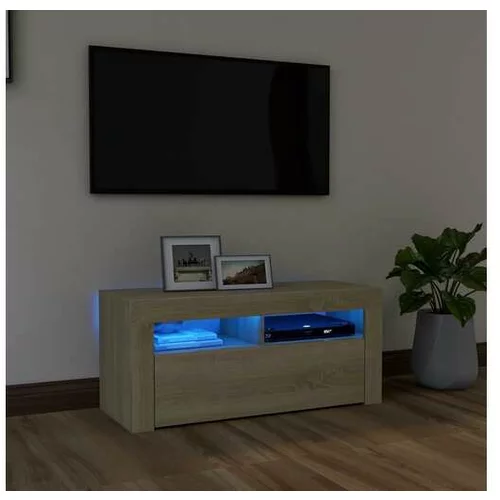  TV omarica z LED lučkami sonoma hrast 90x35x40 cm