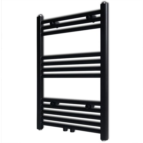 VidaXL kupaonski radijator za ručnike s prečkama ravni crni 500 x 764 mm Slike