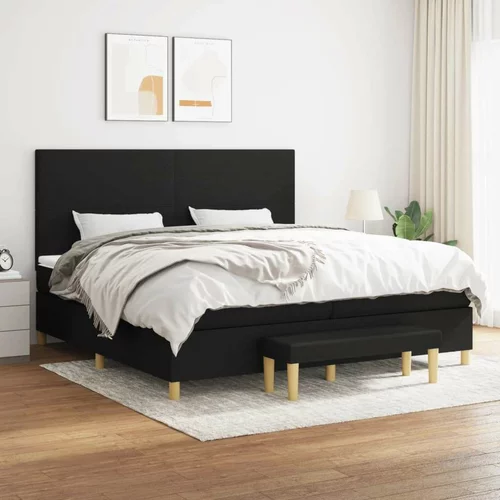  Box spring postelja z vzmetnico črn 200x200 cm blago, (20761239)