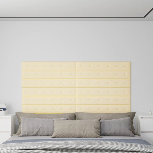 VidaXL Zidne ploče od umjetne kože 12 kom krem 90 x 15 cm 1,62 m&amp;sup2; Slike
