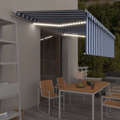  Tenda na ručno uvlačenje s roletom LED 5 x 3 m plavo-bijela Cijene