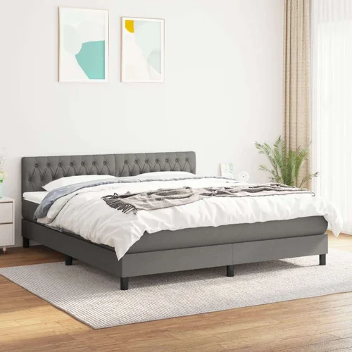  Box spring postelja z vzmetnico temno siva 180x200 cm blago, (20789898)