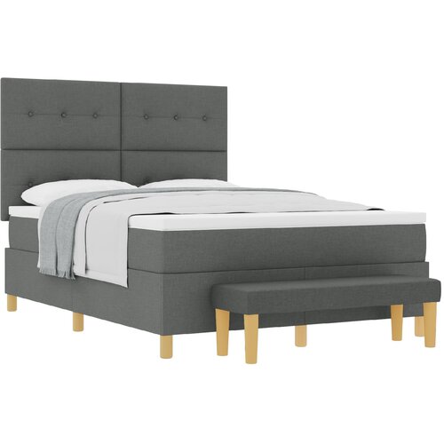 vidaXL Krevet s uzglavljem i madracem &amp klupa Tamno siva 140x190 cm Tkanina Cene