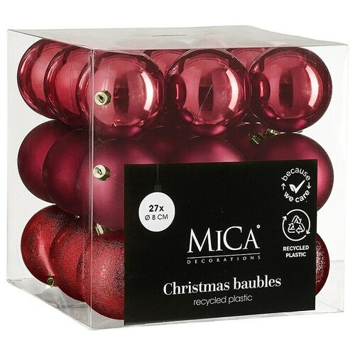 Mica Decorations Božićne kuglice (Tamno crvena, Plastika, Promjer: 8 cm, 27 Kom.) Cijene
