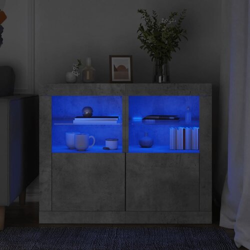 VidaXL Stranska omarice z LED lučkami 2 kosa betonsko siva Slike
