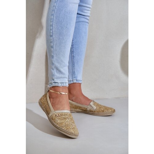 Zazoo Elegant Leather Espadrilles With Weaving Beige-Golden 10178 Cijene