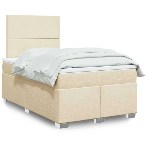 Krevet s oprugama i madracem krem 120 x 200 cm od tkanine Krevet s oprugama i madracem krem 120 x 200 cm od tkanine