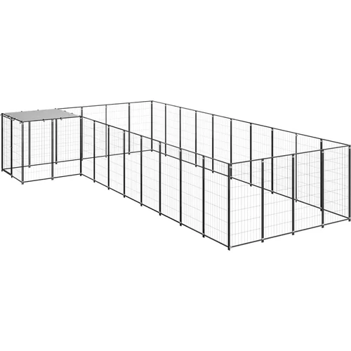 vidaXL kavez za pse crni 13,31 m² čelični