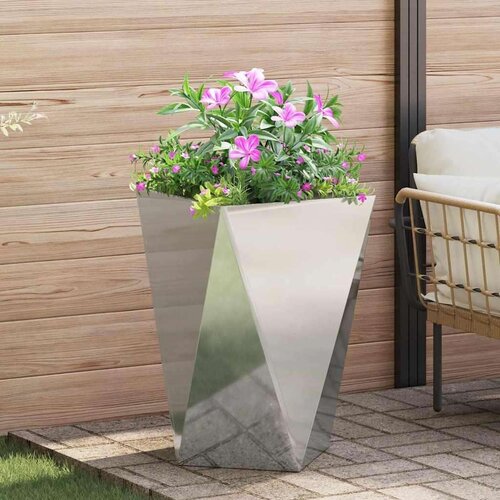 vidaXL Cvetlično korito srebrna 50 x 50 x 75 cm Cinkana jeklena Cene