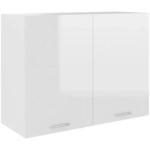 vidaXL Viseča omarica visok sijaj bela 80x31x60 cm iverna plošča, (20621079)