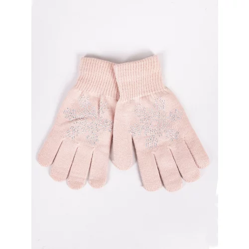 Yoclub Kids's Girls' Five-Finger Gloves With Jets RED-0216G-AA50-012