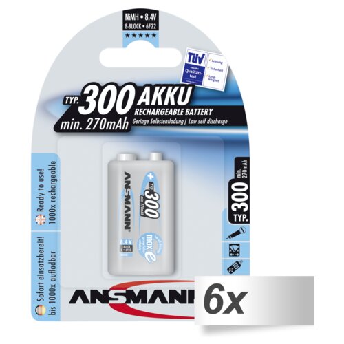 Ansmann 1x6 maxE NiMH bat. 300 9V-Block 270 mAh 5035453 Cijene
