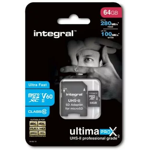 Integral spominska kartica z SD adapterjem microSDXC 64GB (INMSDX64G-280/100U2)