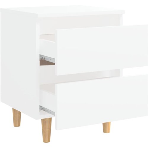  Noćni ormarići s nogama od borovine 2 kom bijeli 40x35x50 cm Slike