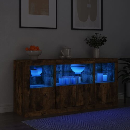 VidaXL Komoda s LED svjetlima boja dimljenog hrasta 142 5x37x67 cm Slike