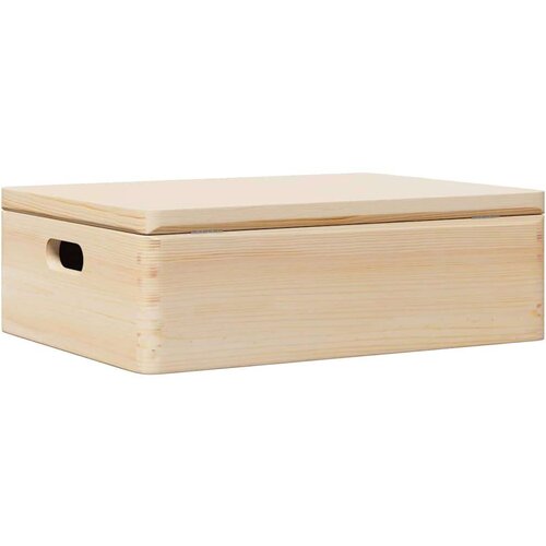  kutija s poklopcem i ručkama 40x30x13 cm puno drvo bor Slike