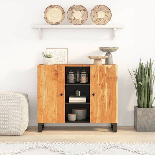  Komoda s 2 vrata 90 x 33 x 75 cm od masivnog drva bagrema Slike