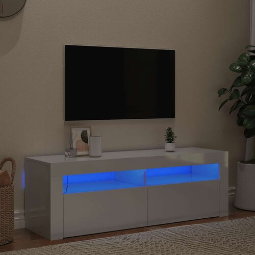 TV ormarić s LED svjetlima visoki sjaj bijeli 120 x 35 x 40 cm Cijene