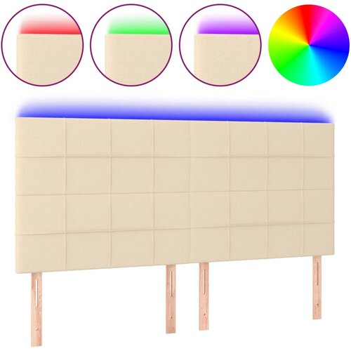 Maison Chic led posteljno vzglavje - vzglavna omarica - nočna omarica krem 180x5x118/128 cm blago, (21706739) Slike