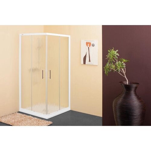Kolpa San kotna tu&amp;scaron; kabina 80x80 cm SQ LINE TKK 80/K beli profili 510990 kaljeno steklo Slike