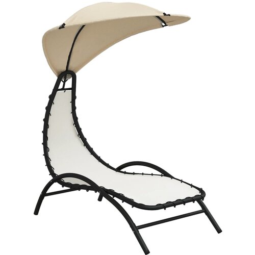 Maison Chic Ležalnik - Sončna ležalnik z nadstreškom krem 167x80x195 cm blago in jeklo, (22043152) Cene