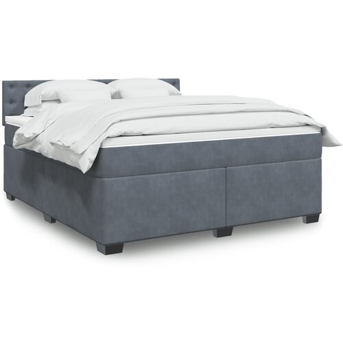 vidaXL Box spring postelja z vzmetnico temno siva 180x200 cm žamet Cene