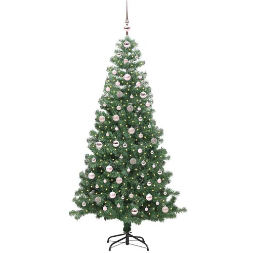 VidaXL Božićno drvce s 300 LED svjetlima s stalakom Zelena 240 cm PVC Slike