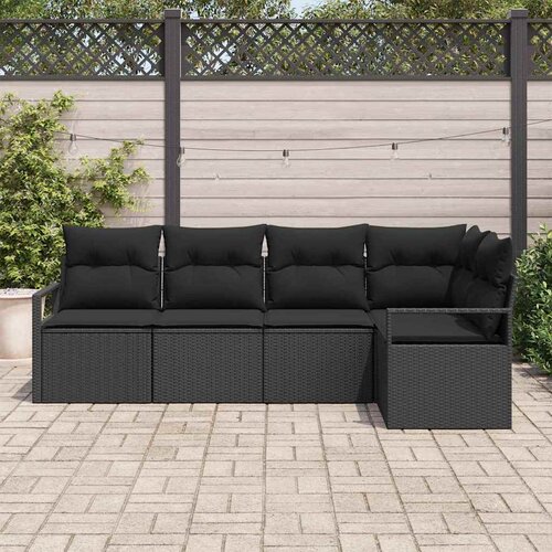  Sjedeća garnitura za vrt 5 kom. Crna poliratan 232 x 122 x 85 cm Slike