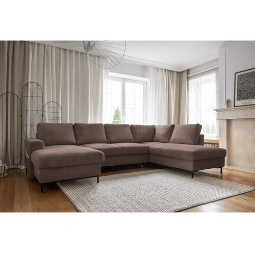 Miuform Smeđa sklopiva kutna garnitura od samta (s desnim kutom) Lofty Lilly &amp;ndash; Slike