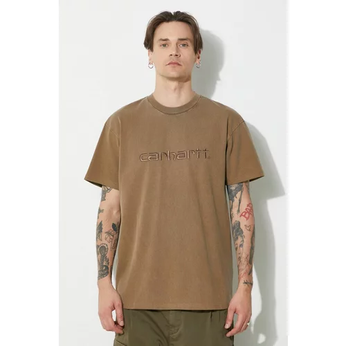 Carhartt WIP Pamučna majica S/S Duster T-Shirt za muškarce, boja: smeđa, s aplikacijom, I030110.1ZDGD